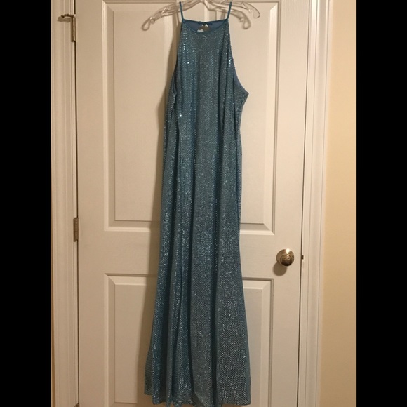 Blue sequin Mermaid Gown - Picture 1 of 7
